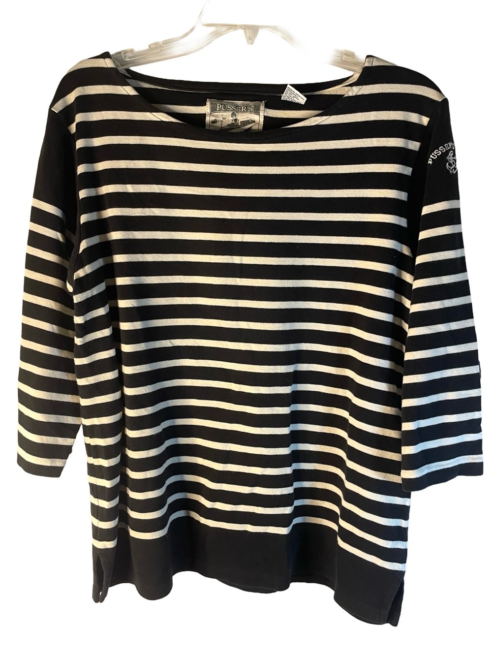 Pusser’s Shoreline Collection Black & White Striped Women’s Top Size Large